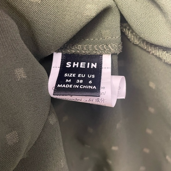 SHEIN Green Buttoned Peplum Blouse size Medium - Picture 4 of 7